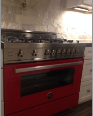 Bertazzoni range, painted Ferrari red by the Ferrari auto company