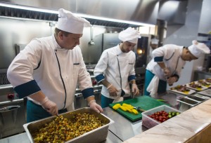 Russian Chef's Prepare foods inside Boeing 747 Restaurant in China